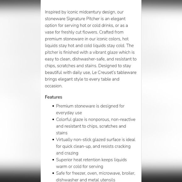 Le Creuset Signature 1.5L Pitcher- Azure Blue - Picture 4 of 8